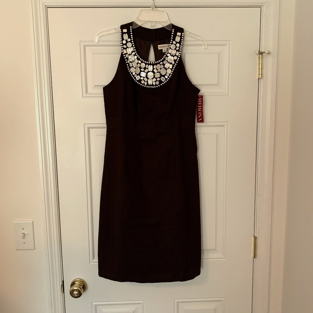 Merona Sleeveless Brown Dress with Beaded Bodice 6